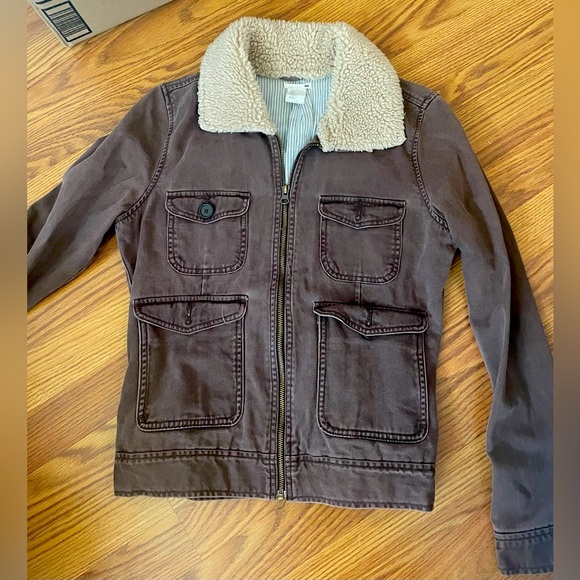*Early 2000s Dark Brown, Denim Jacket (Grunge core) Size medium womens, XL Youth - Picture 1 of 3